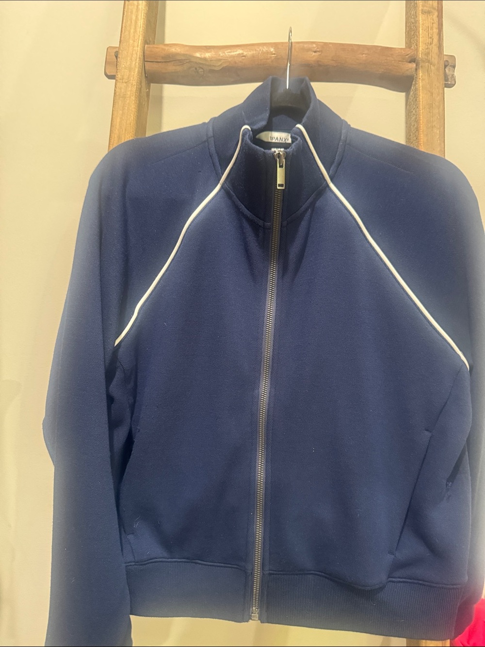 SPANX Navy track Jacket  with White Trim